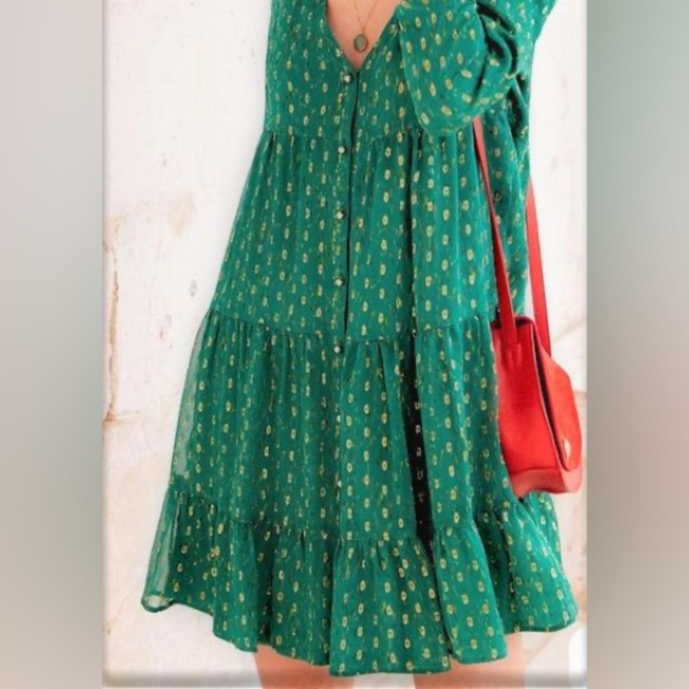 Sezane | Aure Green Long Sleeve Dress